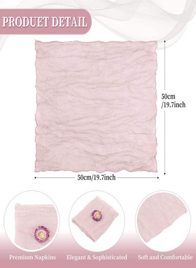 4Pcs Gauze Cheesecloth Napkins, 50 x 50cm Decorative Table Napkins, Boho Gauze Cheese Cloth Napkins Rustic Dinner Table Decor for Wedding, Reception, Dining Table Decorations, Birthday(Pink) - Image 2
