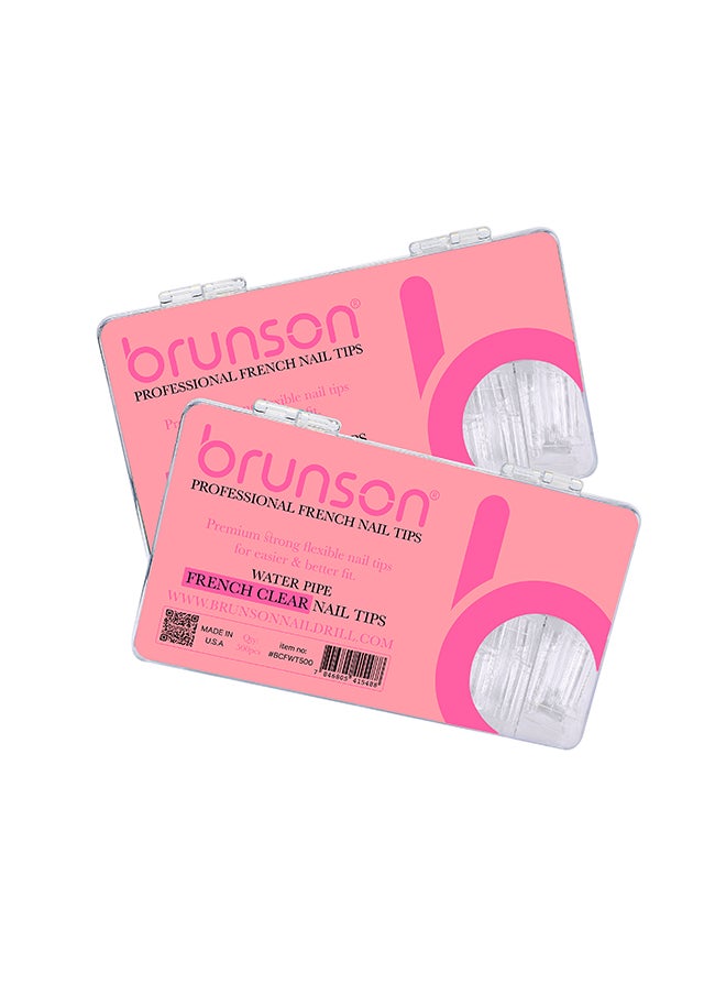 brunson False Acrylic Nail Tips Water Pipe French Clear 500 Pieces BCFWT500  - Image 1
