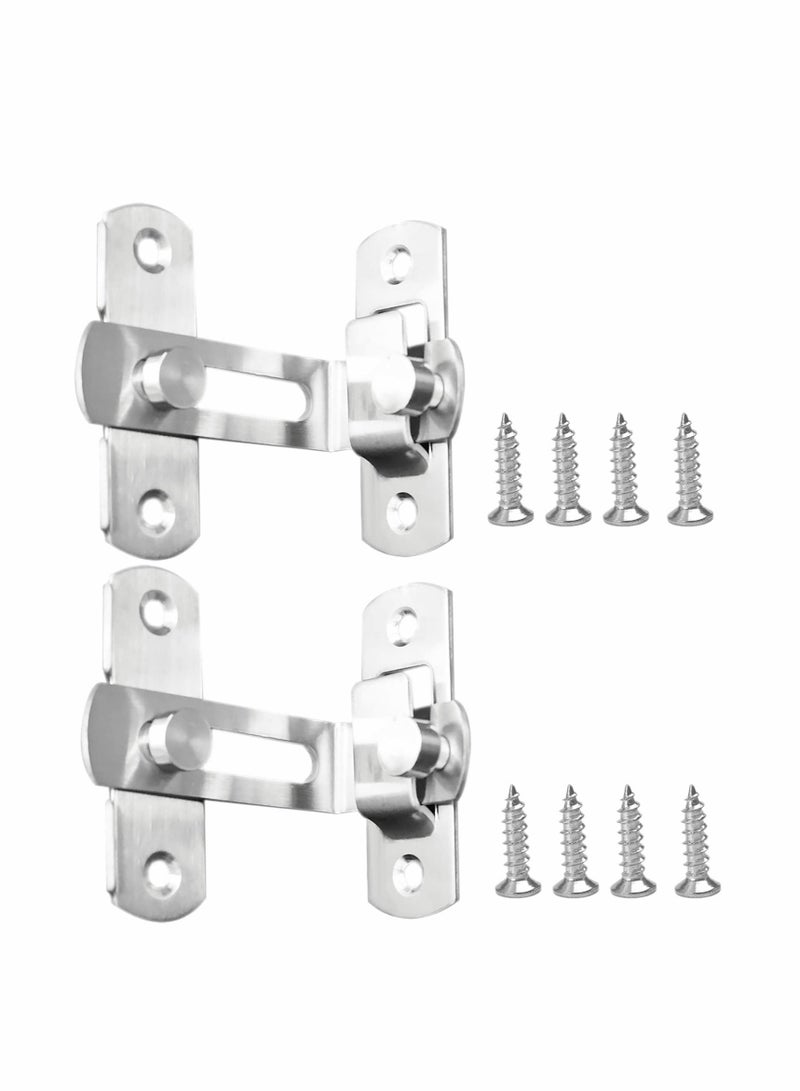 Cobest Stainless Steel Latch, 90 Degree Protect Privacy Security Barn Door Lock, Solid Stainless Steel Safety Gate Latches, 2 Pack (Large 90 Degrees Silver) - Image 1
