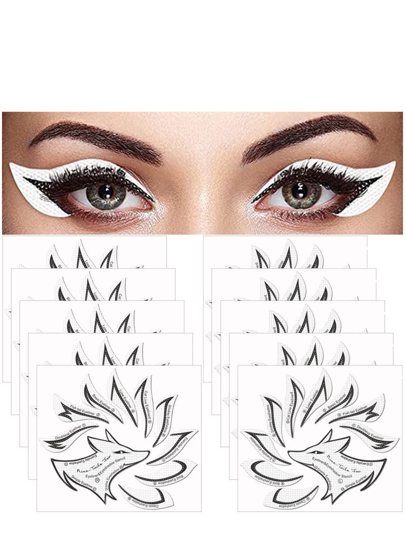 Cat Eyeliner Eyeshadow Stencil Sticker, Stamp Pad Stencil Sticker Set for Eyeshadow and Eyeliner for Makeup Beginners Essentials (12 Styles)