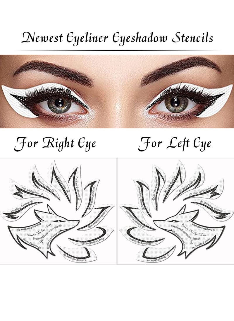 Cat Eyeliner Eyeshadow Stencil Sticker, Stamp Pad Stencil Sticker Set for Eyeshadow and Eyeliner for Makeup Beginners Essentials (12 Styles)