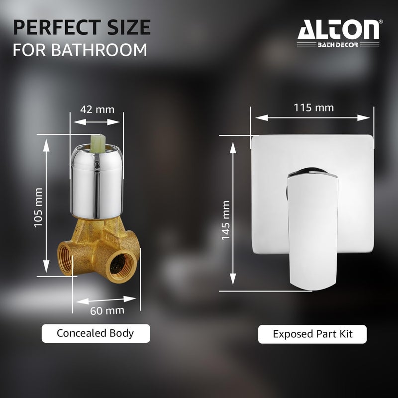 Alton نظام دش مخفي من البرونز ALTON QDR5552 مع رافعة واحدة و 2 مدخل و 1 مخرج صنبور دش حمام فضي - Image 2
