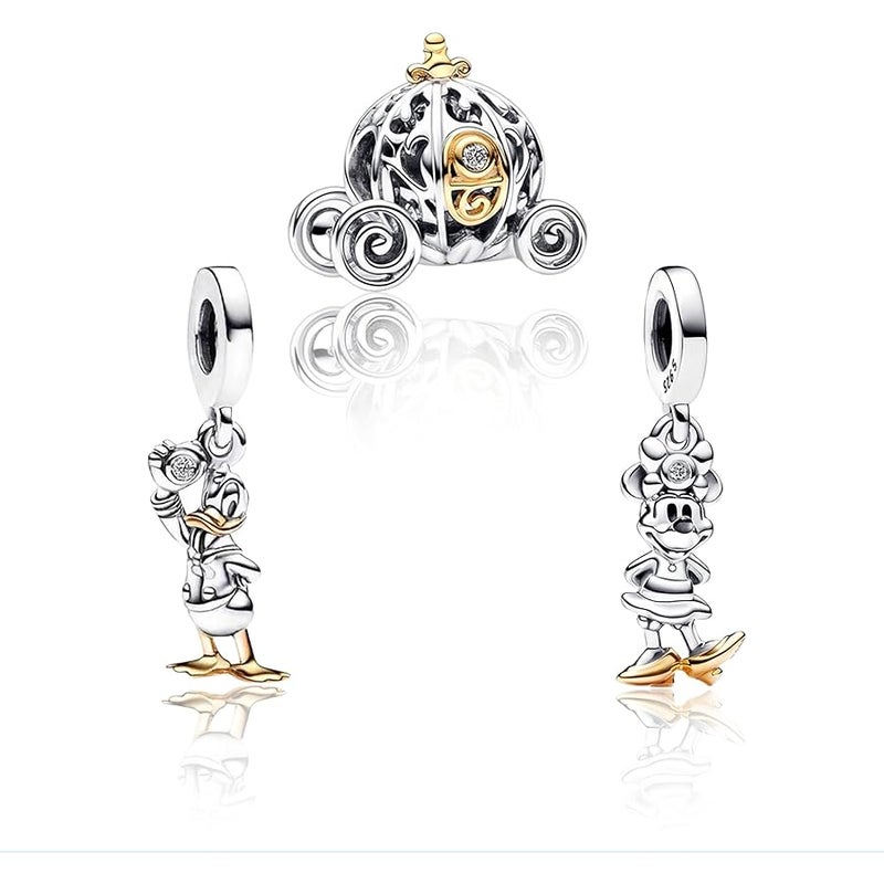 MGIUL 925 Sterling Silver Charms for Bracelets Necklaces Minnie-Mickey Safety Chain Stitch Winnie Bear Beads Baby Yoda Charm Dangle Pendants Cartoon Jewelry Gift for Women Girls, Cubic Zirconia - Image 2