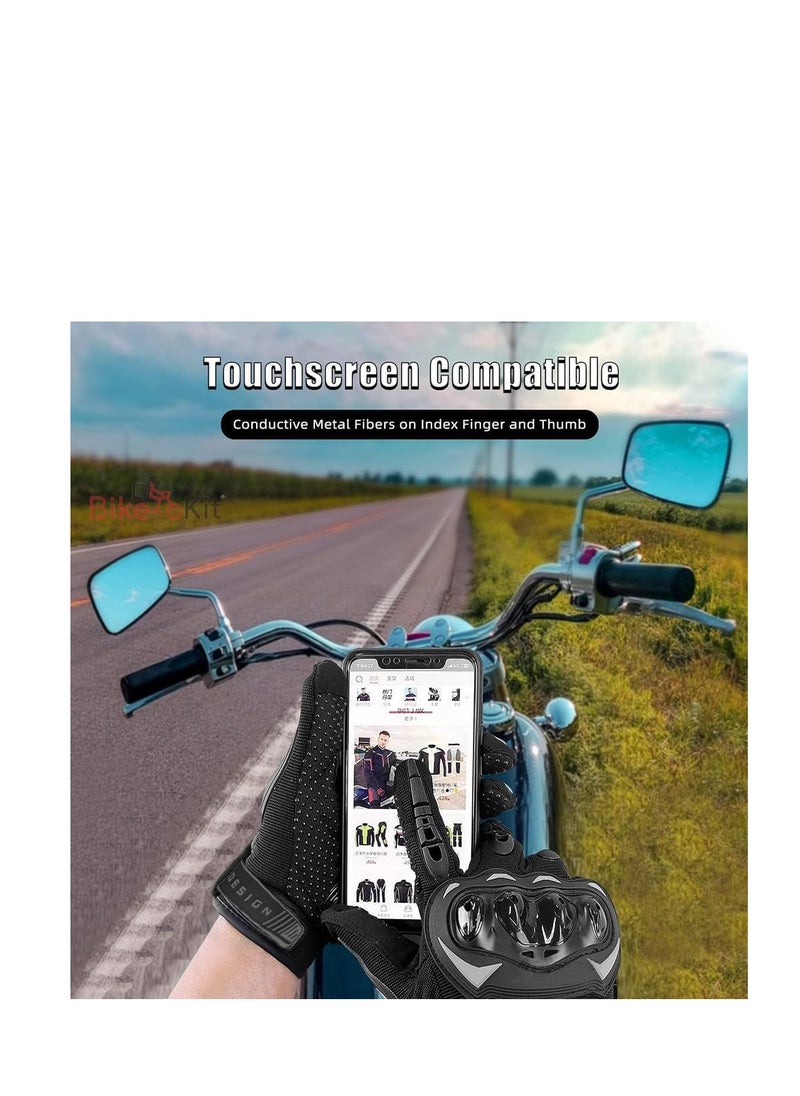 طقم الدراجة - قفازات Bikekit للدراجات النارية بشاشة تعمل باللمس للرجال والنساء - قفازات واقية كاملة الأصابع للمفاصل الصلبة للدراجات النارية - Image 1