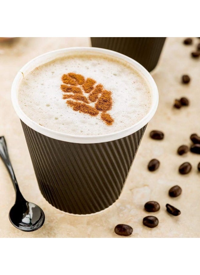 HTE 100 Pieces Black Disposable Ripple Insulated Coffee Cups  Hot Beverage Corrugated Paper Cups [4 Oz]  - Image 3