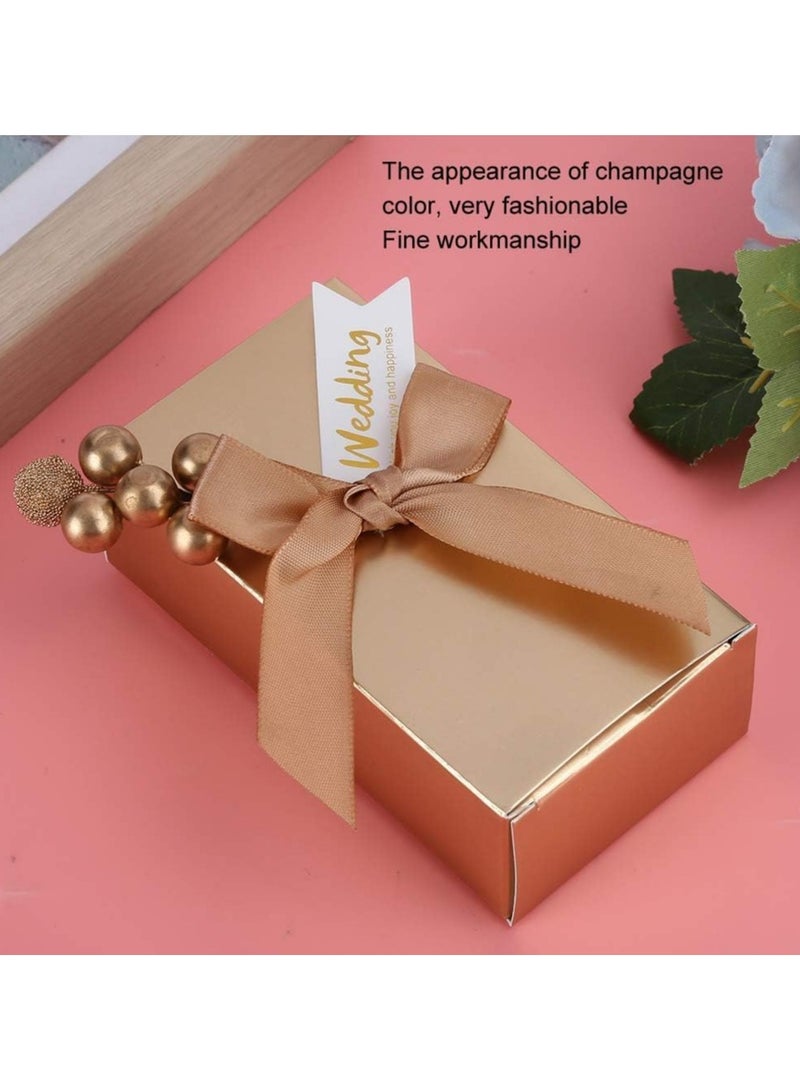 general Bow Candy Box, Glossy Gold Paper Gift Box, Wedding Bridal Shower Birthday Party Small Candy Packaging Boxes - Image 4