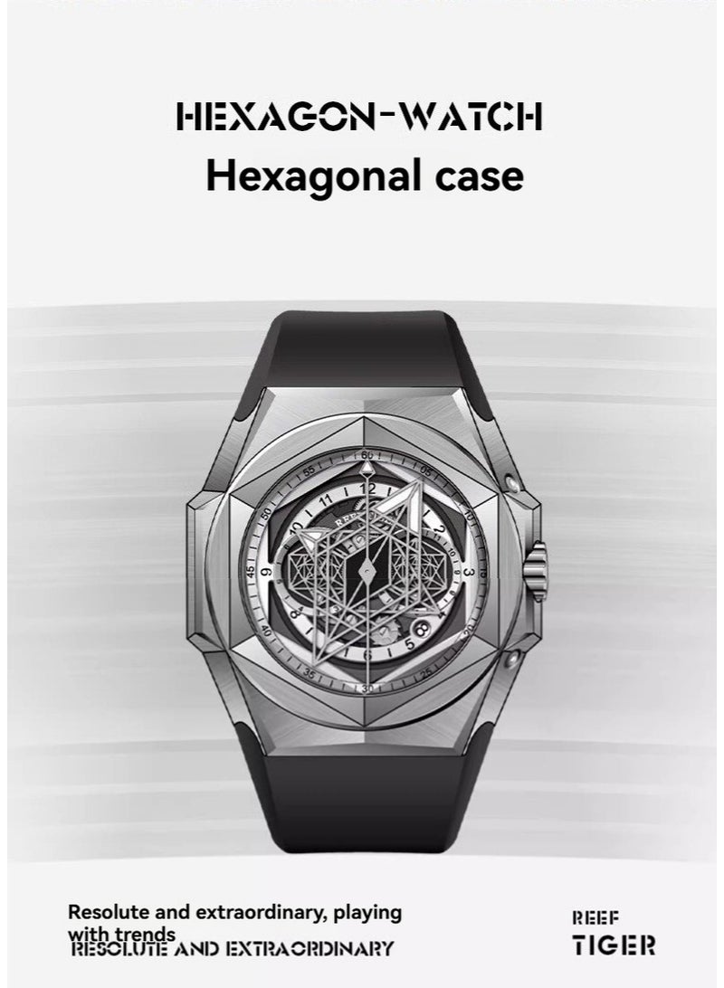 REEF TIGER fully automatic mechanical watch men's fashion trend waterproof night light large dial watch - Image 4