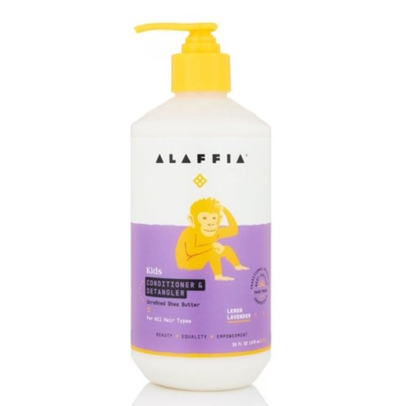 Alaffia Kids Conditioner and Detangler Lemon Lavender Gently Conditions and Detangles While Nourishing Hair Suitable for All Hair Types Cruelty Free No Parabens Vegan 16 Oz