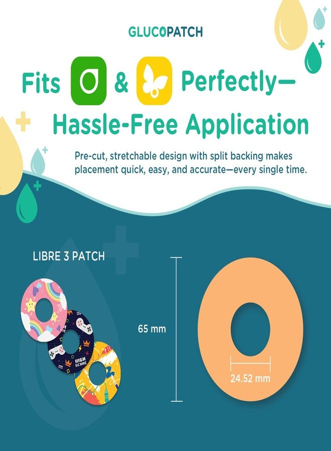 GlucoPatch Continuous Glucose Monitors (CGM Adhesive Patches – Compatible with Freestyle Libre, 10+ Day Hold, Waterproof & Hypoallergenic, Fun Patch Designs for Girls, 40 Pack - Image 2