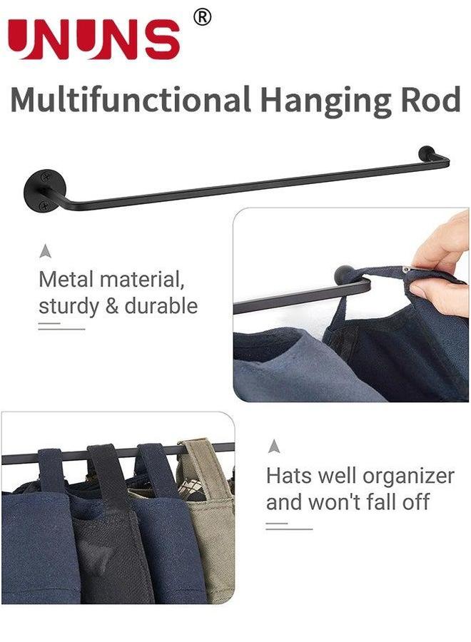 UNUNS Hat Rack,2 Pack Cap Organizer Hanger With 20 Hooks,Wall-Mounted Caps Display For Closet Door Bedroom Entryroom Laundry,Black  - Image 4