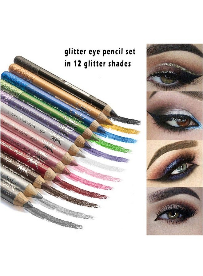 Linble Jumbo Glitter Eyeliner Pencils - 12 Metallic Colors Eyeliners & Eyeshadow Pencil Set, Natural Long Lasting Hypoallergenic Eye Makeup - Image 2