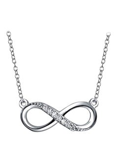 925 Sterling Silver Cubic Zirconia Studded Love Infinity Pendant Necklace