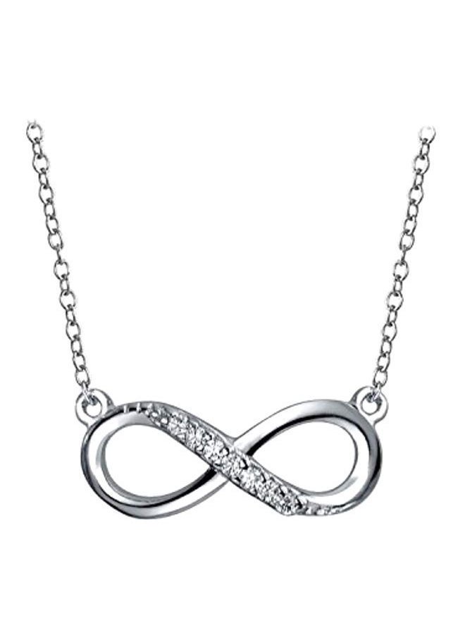 NIBEMINENT - 925 Sterling Silver Cubic Zirconia Studded Love Infinity Pendant Necklace - Image 1