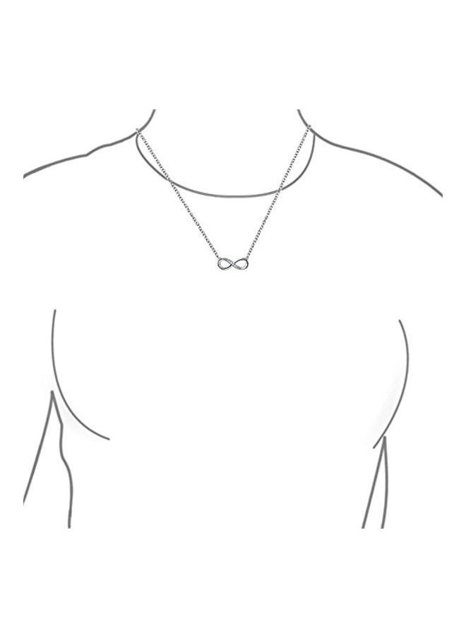 NIBEMINENT - 925 Sterling Silver Cubic Zirconia Studded Love Infinity Pendant Necklace - Image 1
