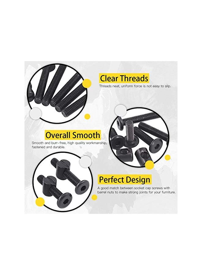 Hilitchi M6 120Pcs Black Hex Socket Head Screws Bolts Barrel Nuts Hardware Assortment Kit for Crib Baby Bed Furniture Cots and Chairs (35mm/45mm/55mm/65mm/75mm-Assortment Kit) - Image 4