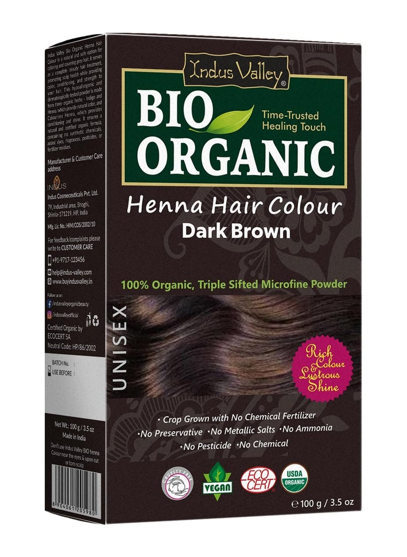 Indus Valley INDUS VALLEY 100% Organic Hair Color, 100g - Dark Brown (Pack of 1)  - Image 1