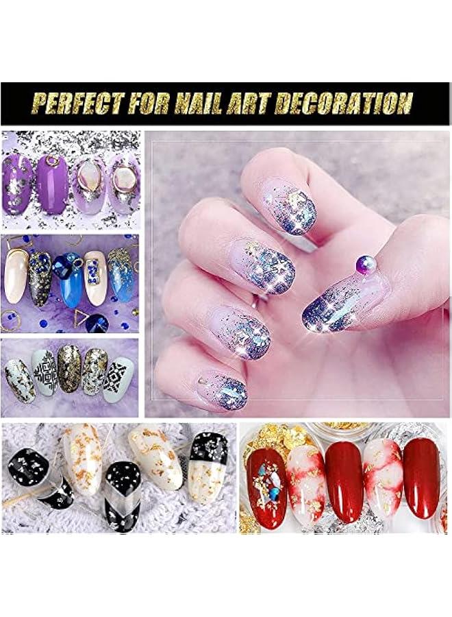 فايلكس رقائق معدية ذية للراتج مع زجاجات وملاقط للرسم والحرف اليدوية والسلايم فضي حاسي احمر ازرق ارجواي) - Image 2