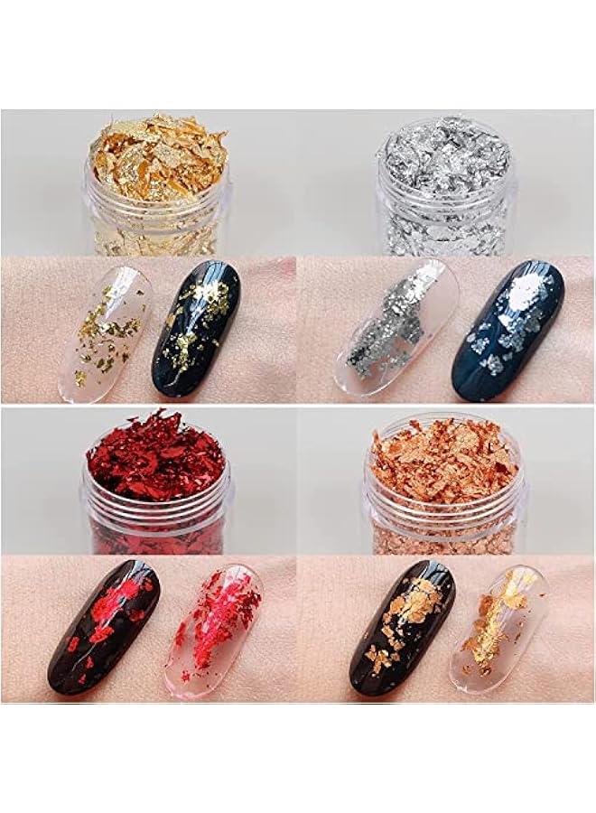 فايلكس رقائق معدية ذية للراتج مع زجاجات وملاقط للرسم والحرف اليدوية والسلايم فضي حاسي احمر ازرق ارجواي) - Image 3