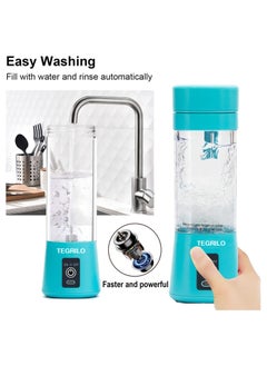 TEGRILO Portable Blenders Mini USB Electric Fruit Juicer Used for Shakes and Smoothies, 6 Blades Handheld Machine for Home and Office with its 380ml Personal sized Cup (Blue)  - Image 5