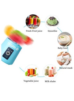 TEGRILO Portable Blenders Mini USB Electric Fruit Juicer Used for Shakes and Smoothies, 6 Blades Handheld Machine for Home and Office with its 380ml Personal sized Cup (Blue)  - Image 3