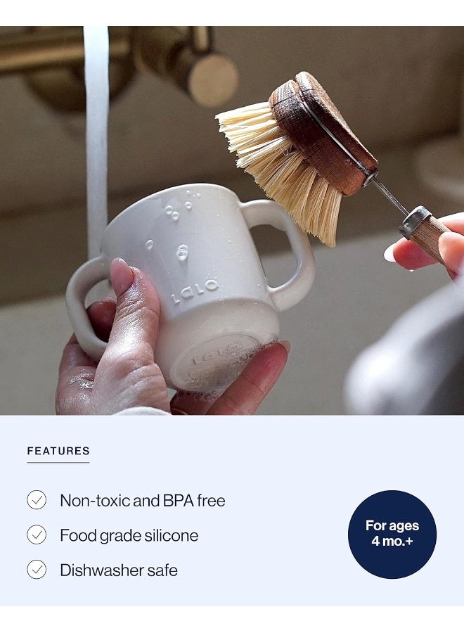Lalo Little Cup, Non-Toxic Silicone Straw Cup with Handles - Baby and Toddler Sippy Cup - Mini Cup and Straw Training System, 4oz, Oatmeal - Image 3
