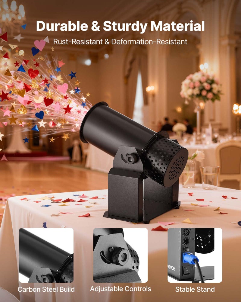 VEVOR Electric Confetti Machine, 1500W Powerful Output Confetti Cannon Launcher, DMX512, Manual & Remote Control, Portable Confe-tti Shooter for Wedding Christmas Party Event Show Stage Nightclub - Image 3
