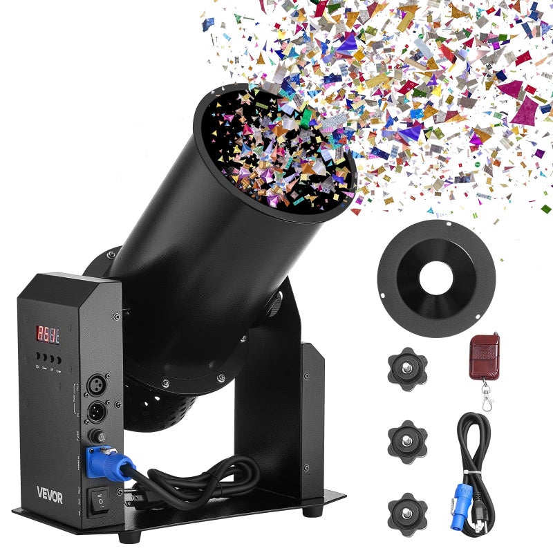 VEVOR Electric Confetti Machine, 1500W Powerful Output Confetti Cannon Launcher, DMX512, Manual & Remote Control, Portable Confe-tti Shooter for Wedding Christmas Party Event Show Stage Nightclub - Image 1