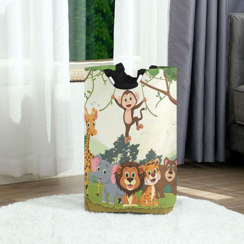 senya Jungle Animals Large Storage Basket with Handles Collapsible Organizer Bin Laundry Hamper for Nursery Clothes Toys - Image 4