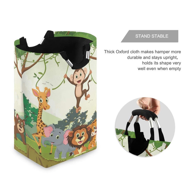 senya Jungle Animals Large Storage Basket with Handles Collapsible Organizer Bin Laundry Hamper for Nursery Clothes Toys - Image 2