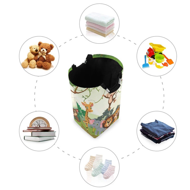 senya Jungle Animals Large Storage Basket with Handles Collapsible Organizer Bin Laundry Hamper for Nursery Clothes Toys - Image 5