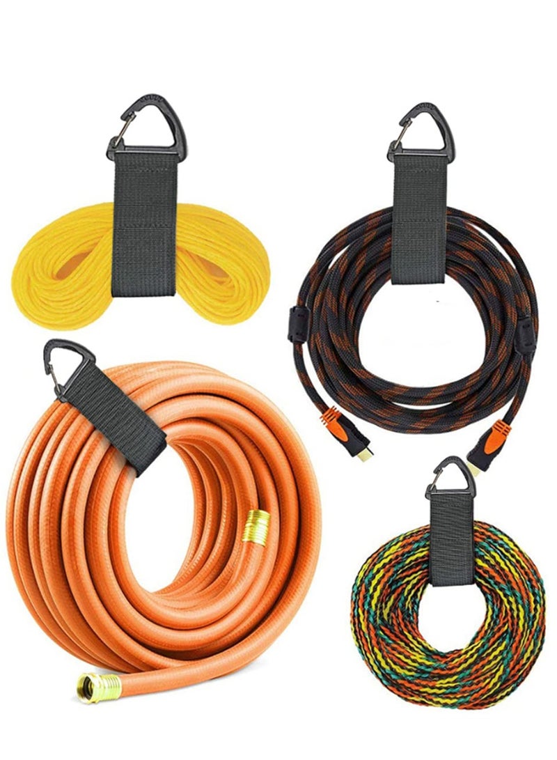 Extension Cord Holder Organizer, 16 inch Hook and Loop Heavy Duty Storage Straps with Triangle Clips, Extension Cord Hanger for Garage Organization and Storage Cord Wrap Keeper 4 Pcs (Black) - Image 2