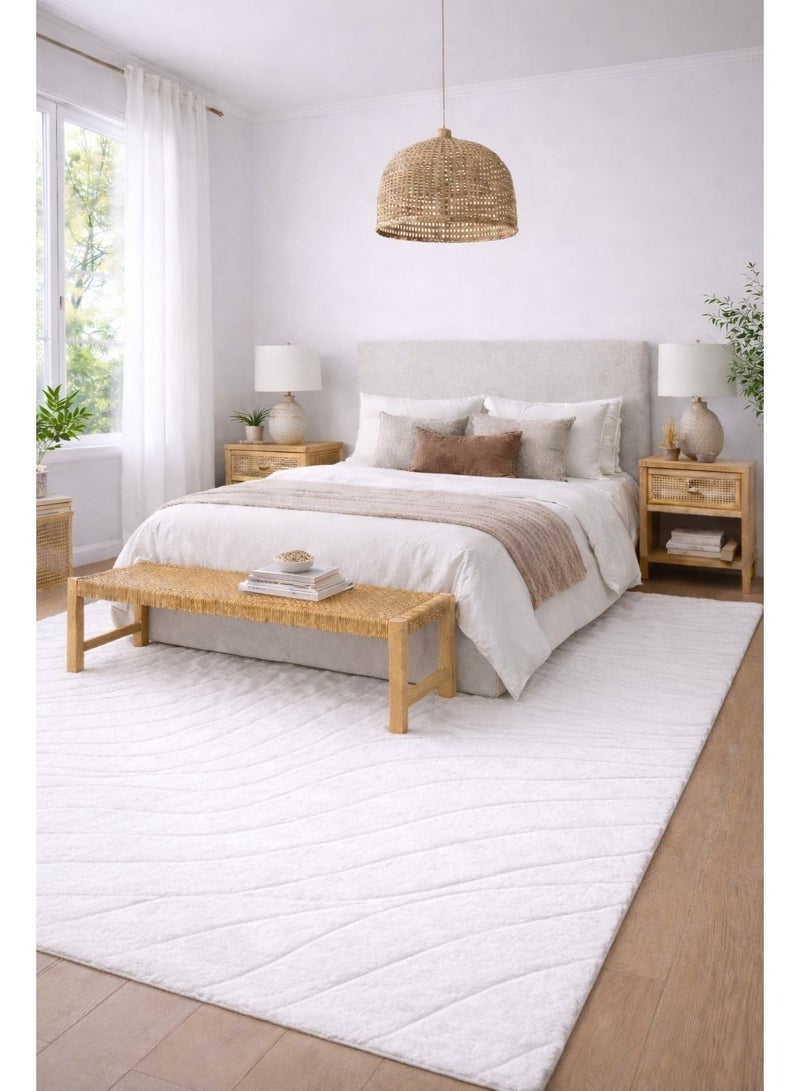 Home auraa Carpet Rug Felt & Canvas Backing – Size 160 x 230 cm – 5.25x7.55 ft | Wind Carved Rabbit Fur Design - Grey Color | Ideal Carpet for Living Room, Bedroom, Office, Hallway or Balcony - Image 1