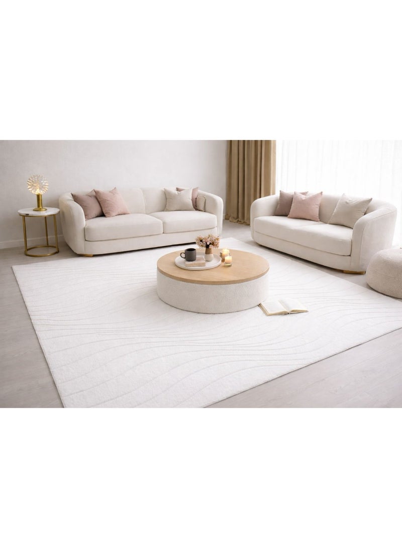 Home auraa Carpet Rug Felt & Canvas Backing – Size 160 x 230 cm – 5.25x7.55 ft | Wind Carved Rabbit Fur Design - Grey Color | Ideal Carpet for Living Room, Bedroom, Office, Hallway or Balcony - Image 2