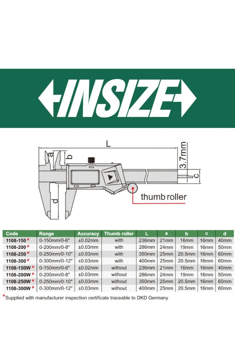 Insize INSIZE STANDARD DIGITAL CALIPER 0-150 MM - 6 inch - Image 2