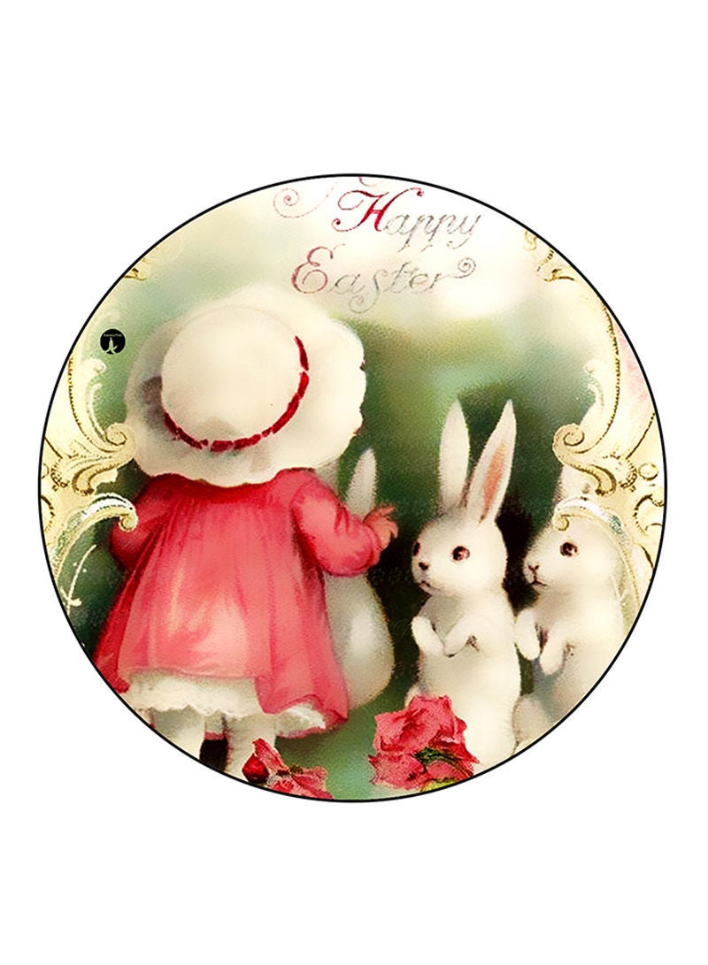RKN Girl Printed Mouse Pad  Round  Multicolour