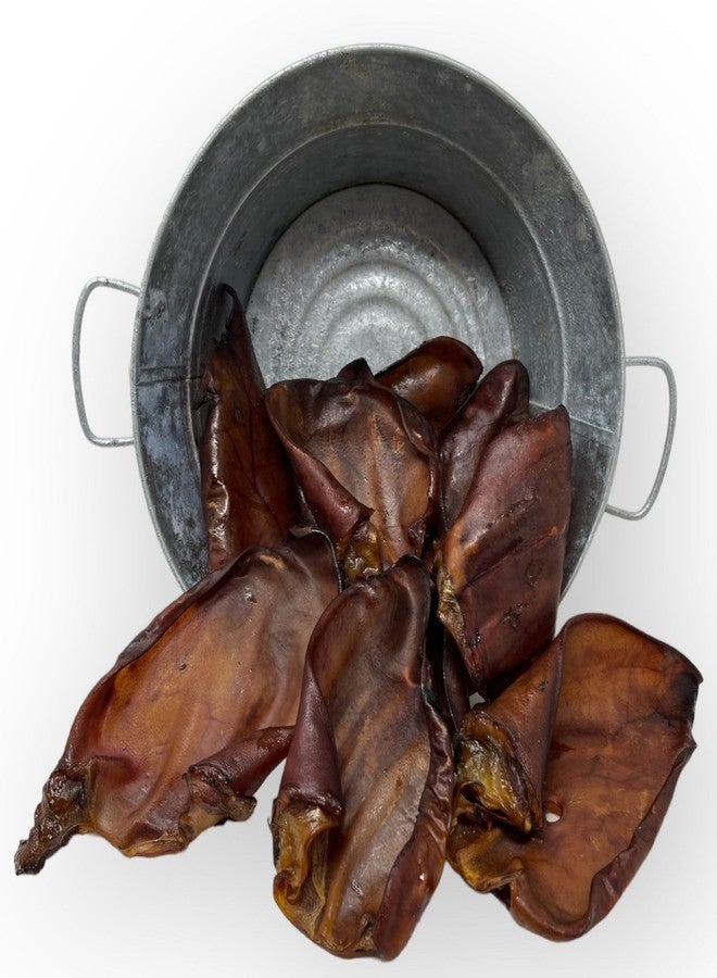 JACK'S PREMIUM Natural Pig Ears for Dogs - Large Ears - Made in USA, Wood Smoked, Preservative Free Dog Chew - 6 Whole Pig Ears - Image 1