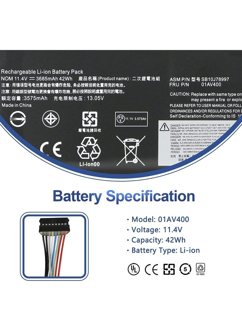 Terabyte 01AV401 SB10J78998 01AV400 01AV402 SB10J78999 SB10J78997 01AV435 01AV436 Replacement for Lenov.o ThinkPad 13 1st/2nd Gen 13 Chromebook S2 1st/2nd Gen Series(11) .25V 42Wh),LAPTOP BATTERY - Image 2
