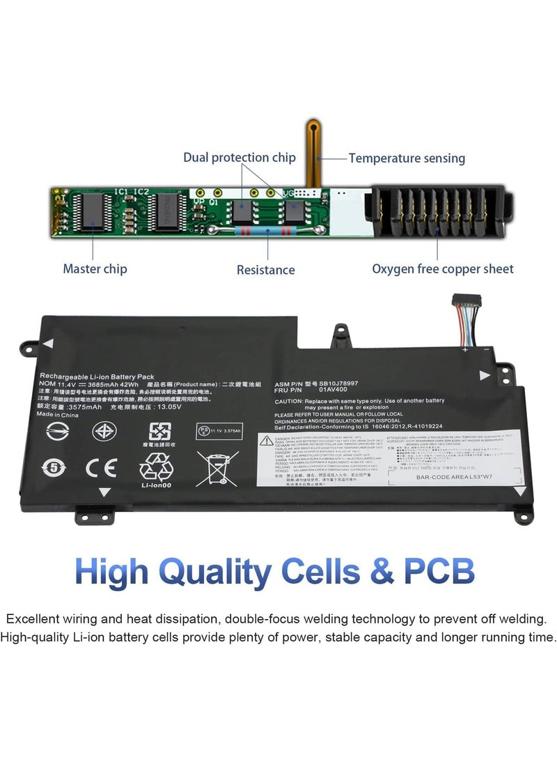 Terabyte 01AV401 SB10J78998 01AV400 01AV402 SB10J78999 SB10J78997 01AV435 01AV436 Replacement for Lenov.o ThinkPad 13 1st/2nd Gen 13 Chromebook S2 1st/2nd Gen Series(11) .25V 42Wh),LAPTOP BATTERY - Image 3