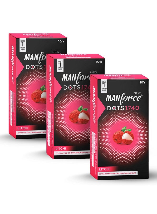 Manforce Litchi Flavoured Extra Dotted Condoms for Men | 30 pcs | Lubricated Latex Condoms For Her Enhanced Pleasure | India’s No. 1* Condom Brand for Safe Sex - Image 1