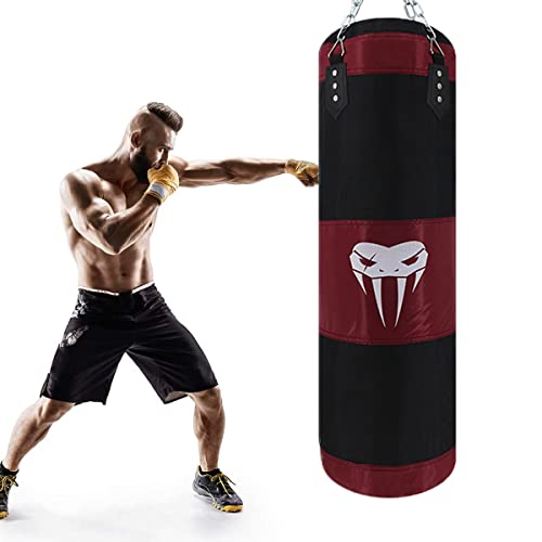 SOTF Heavy Bag Boxing Set Punching Bags for Adults Heavy Duty Hanging Punching Bag Unfilled Red Length 100cm - Image 1