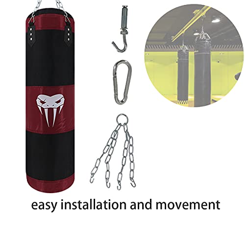 SOTF Heavy Bag Boxing Set Punching Bags for Adults Heavy Duty Hanging Punching Bag Unfilled Red Length 100cm - Image 5