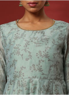 Abhishti Printed 3pc kurta set with embroidered dupatta-mint  - Image 2
