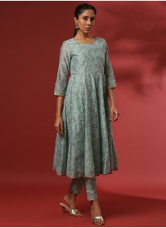 Abhishti Printed 3pc kurta set with embroidered dupatta-mint  - Image 5