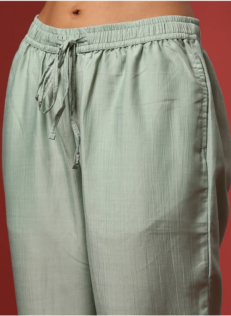 أبهشتي Printed 3pc kurta set with embroidered dupatta-mint