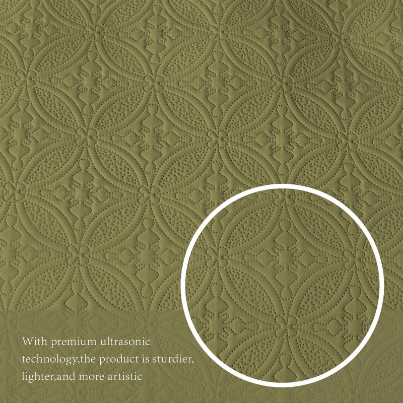 WURUIBO Full/Queen Quilt Set Olive Green, Microfiber Lightweight Bedspreads, Ultrasonic Embossed Solid Coverlet, Thin Bedding Set for All Season, Soft Breathable Bed Cover(1 Quilt, 2 Pillow Shams) - Image 5