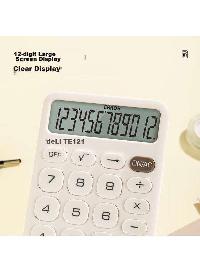 Deli Slim Portable Calculator, 12-digit Display Financial/personal Calculator, Office/study Supplies, Te121 Yellow - Image 3