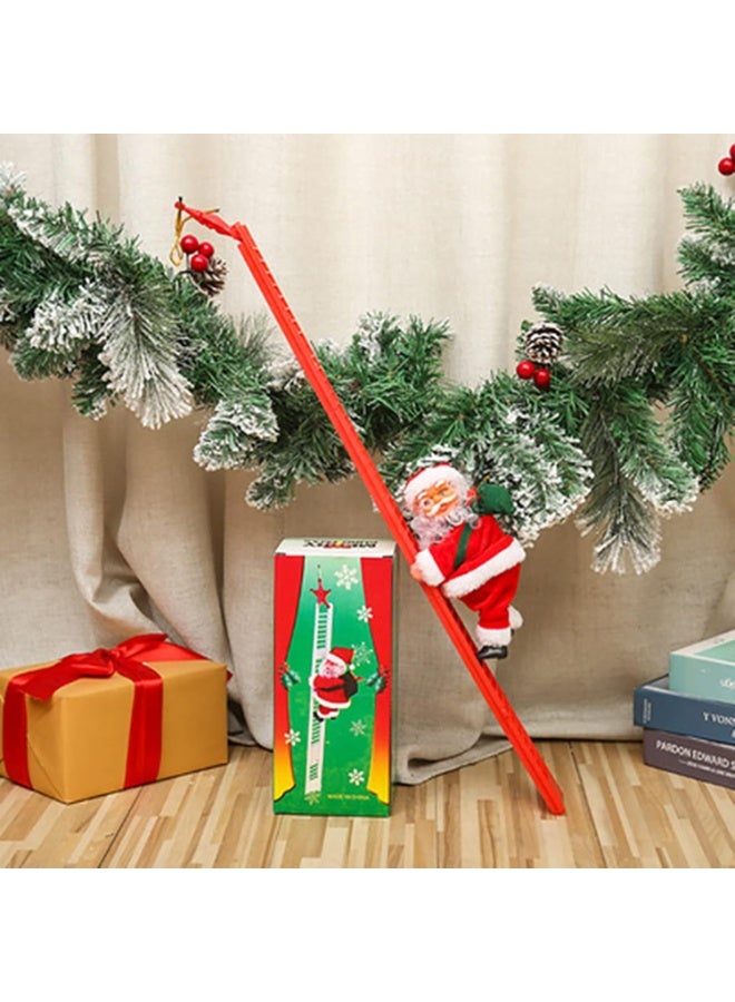 سانتا كلوز على السلم، تسلق بابا نويل على سلم الحبل، زينة سانتا كلوز المعلقة لعيد الميلاد سلم سانتا المتسلق، سلم كهربائي لسانتا كلوز للتسلق لأعلى ولأسفل، شخصية سانتا كلوز القطيفة الإبداعية مع حقيبة، سانتا متحرك موسيقي، زينة معلقة لشجرة عيد الميلاد في الأماكن المغلقة والمفتوحة، لتزيين الحفلات والمنزل - Image 4