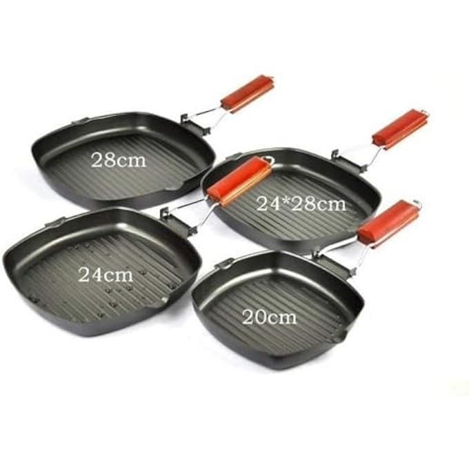 ECVV Grill Pan With Handle Nonstick Grill Pan For Stove Tops Induction Compatible Kbbq Grill Pan With Pour Spouts Indoor Square Bbq Grilling Pan  24Cm - Image 2