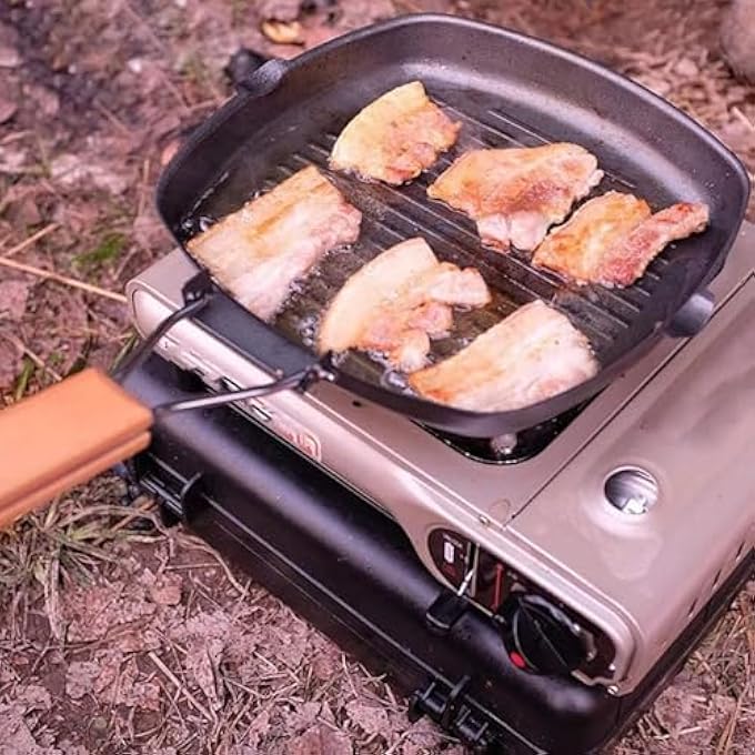 ECVV Grill Pan With Handle Nonstick Grill Pan For Stove Tops Induction Compatible Kbbq Grill Pan With Pour Spouts Indoor Square Bbq Grilling Pan  24Cm - Image 5