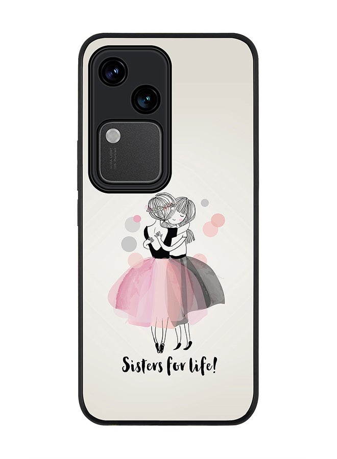 Stylizedd Rugged Black edge case for Vivo V30 5G, Slim fit Soft Case Flexible Rubber Edges Anti Drop TPU Gel Thin Cover -  Sisters for Life! - Image 1